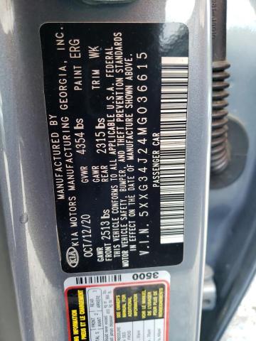 5XXG34J24MG036615 - 2021 KIA K5 EX GRAY photo 12