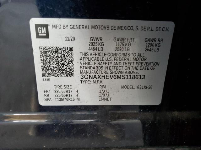 3GNAXHEV6MS118613 - 2021 CHEVROLET EQUINOX LS Schwarz Foto 12