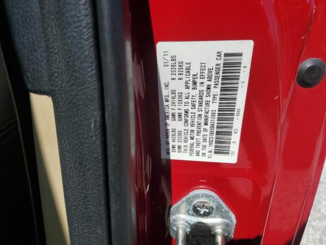 1HGCS1B85BA010893 - 2011 HONDA ACCORD EXL RED photo 13