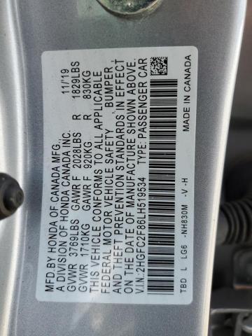 2HGFC2F86LH519534 - 2020 HONDA CIVIC SPORT 银色 照片 13