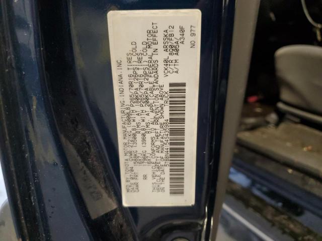 5TBBN44154S435984 - 2004 TOYOTA TUNDRA ACCESS CAB SR5 BLUE photo 12