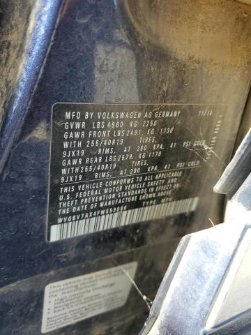 WVGBV7AX4FW559096 - 2015 VOLKSWAGEN TIGUAN S BLUE photo 12