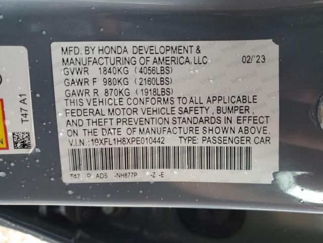 19XFL1H8XPE004222 - 2023 HONDA CIVIC SPORT TOURING ნაცრისფერი ფოტო 13