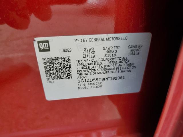 1G1ZD5ST8PF192381 - 2023 CHEVROLET MALIBU LT Qırmızı foto 12