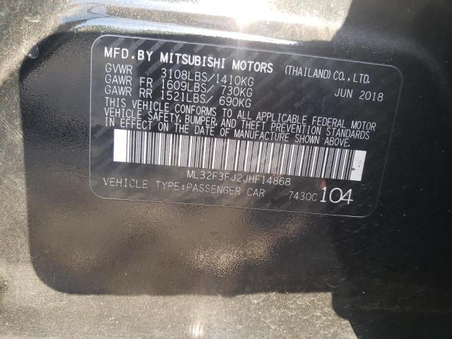 ML32F3FJ2JHF14868 - 2018 MITSUBISHI MIRAGE G4 ES Черный фото 10