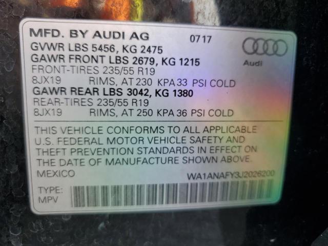 WA1ANAFY3J2026200 - 2018 AUDI Q5 PREMIUM Սև լուսանկար 13