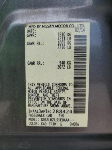 1N4AL3AP3EC288424 - 2014 NISSAN ALTIMA 2.5 GRAY photo 12