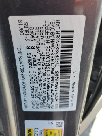1HGCV1F35KA162405 - 2019 HONDA ACCORD SPORT 灰色 照片 12