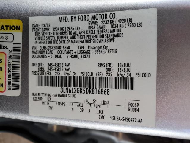 3LN6L2GK5DR816868 - 2013 LINCOLN MKZ SILVER photo 12