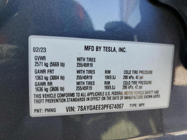 7SAYGAEE3PF674067 - 2023 TESLA MODEL Y 灰色 照片 12