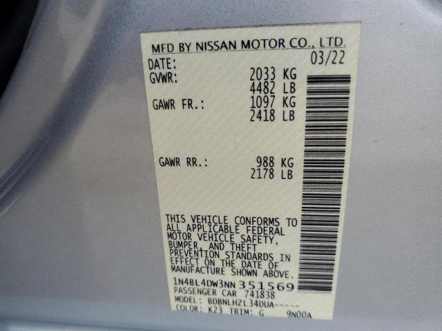 1N4BL4DW3NN351569 - 2022 NISSAN ALTIMA SV SILVER photo 12