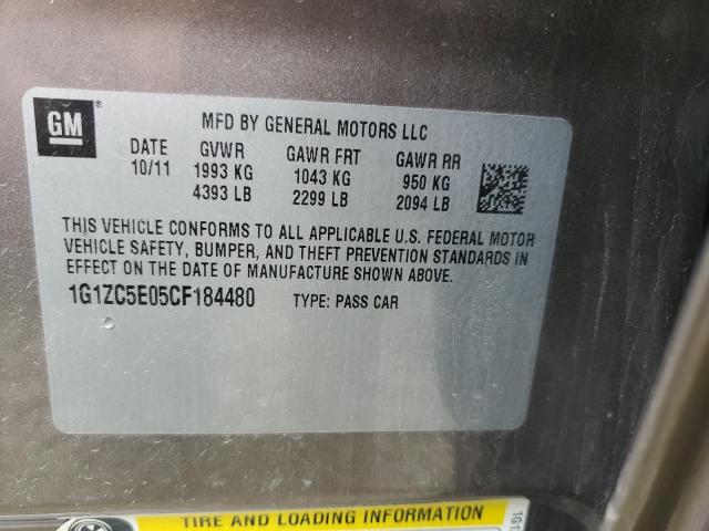 1G1ZC5E05CF184480 - 2012 CHEVROLET MALIBU 1LT GRAY photo 12