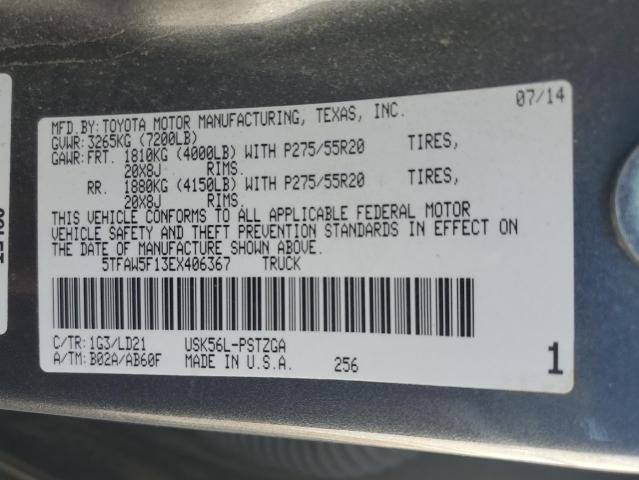 5TFAW5F13EX406367 - 2014 TOYOTA TUNDRA CREWMAX PLATINUM Grau Foto 12