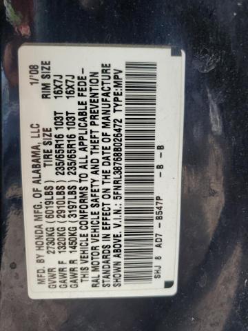 5FNRL38768B026472 - 2008 HONDA ODYSSEY EXL BLUE photo 13