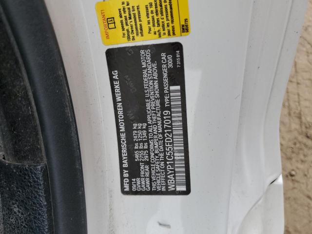 WBAYP1C55FD217019 - 2015 BMW 650 XI WHITE photo 12