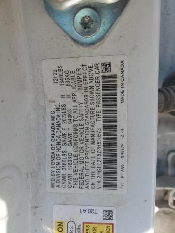 2HGFE2F57PH510573 - 2023 HONDA CIVIC SPORT 白色 照片 12