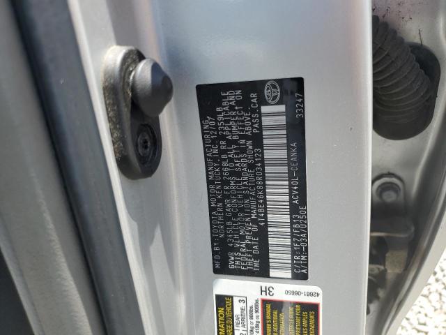4T4BE46K88R034123 - 2008 TOYOTA CAMRY CE 银色 照片 12