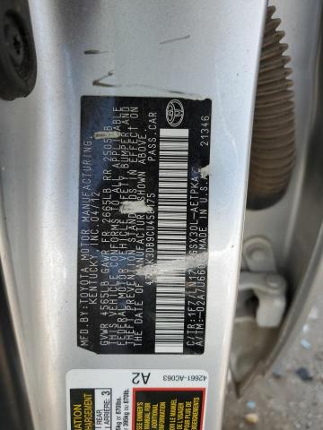 4T1BK3DB9CU458175 - 2012 TOYOTA AVALON BASE 银色 照片 13