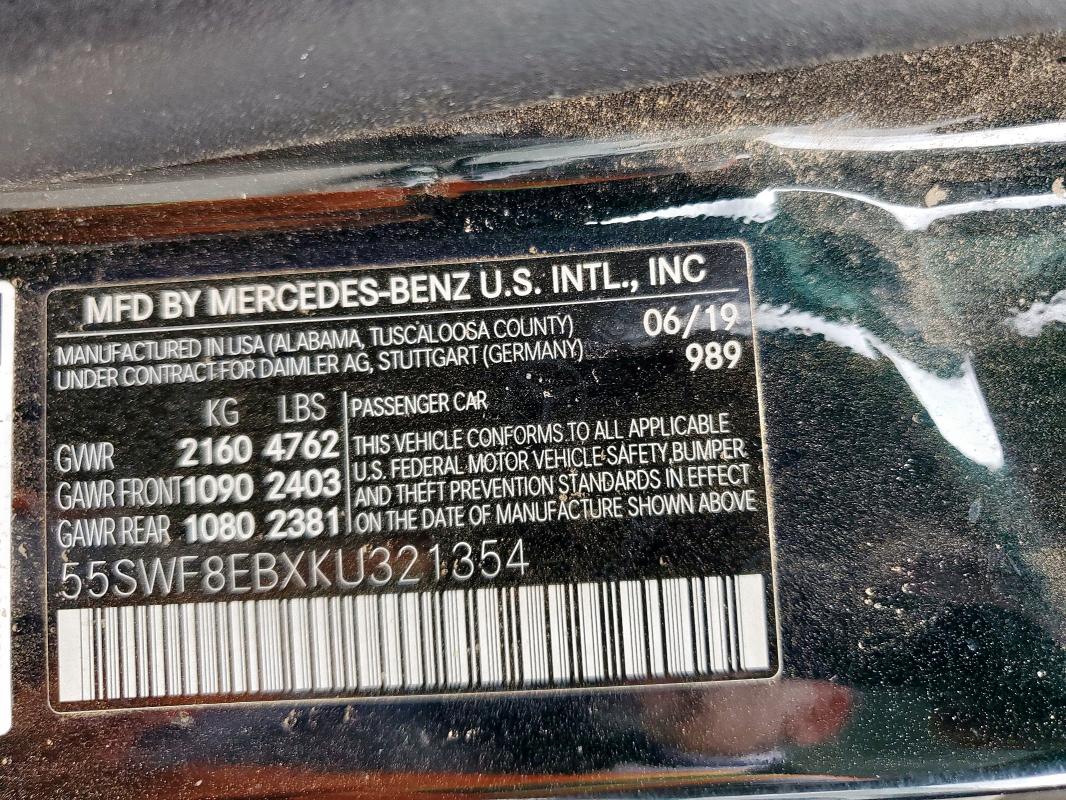 55SWF8EBXKU321354 - 2019 MERCEDES-BENZ C 300 4MATIC BLACK photo 12