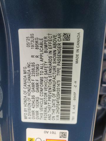 2HGFE4F82SH351475 - 2025 HONDA CIVIC SPORT 蓝色 照片 12