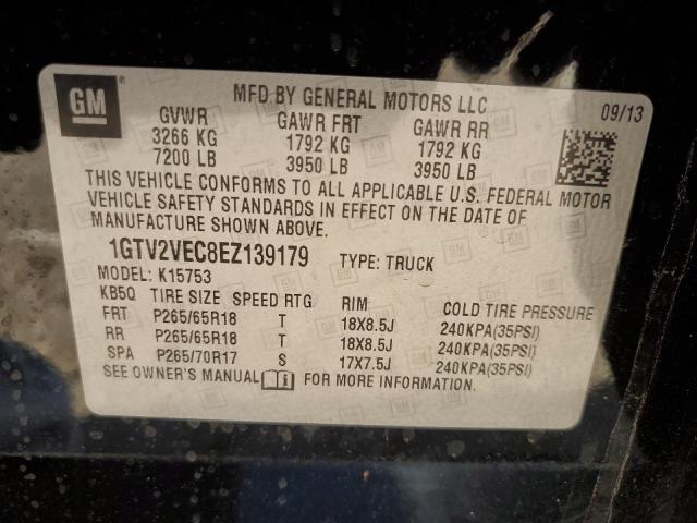 1GTV2VEC8EZ139179 - 2014 GMC SIERRA K1500 SLT BLACK photo 12