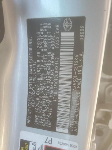 4T1BF1FK1CU093142 - 2012 TOYOTA CAMRY BASE Сріблястий фото 13