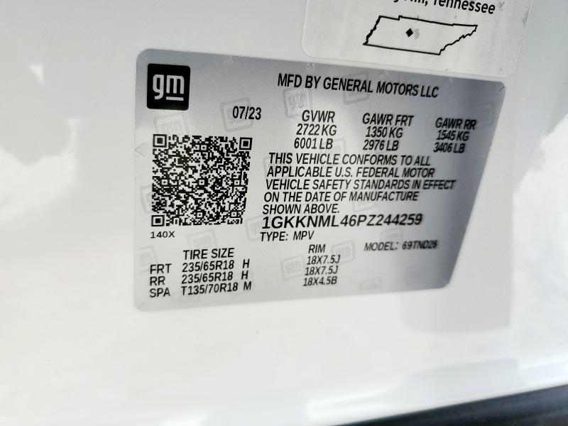 1GKKNML46PZ244259 - 2023 GMC ACADIA SLT თეთრი ფოტო 13