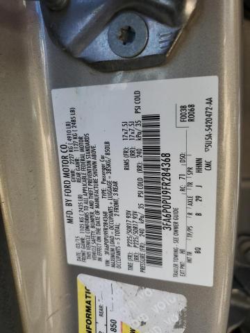 3FA6P0PU9FR284368 - 2015 FORD FUSION SE PHEV BEIGE photo 12