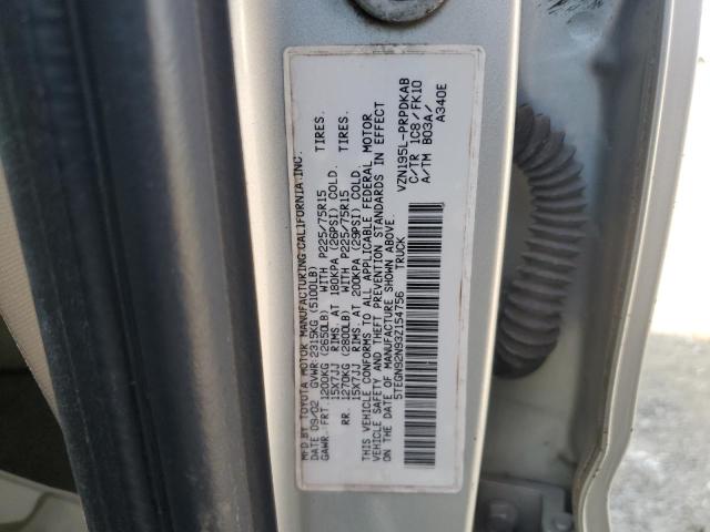 5TEGN92N93Z154756 - 2003 TOYOTA TACOMA DOUBLE CAB PRERUNNER SILVER photo 12