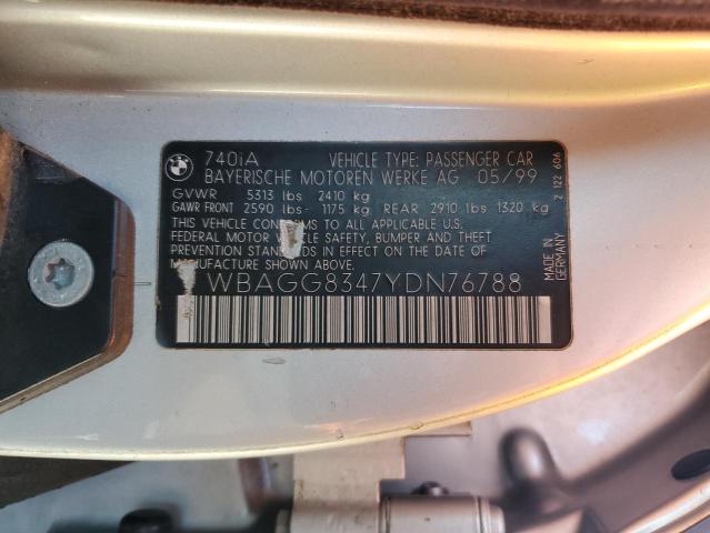 WBAGG8347YDN76788 - 2000 BMW 740 I AUTOMATIC SILVER photo 12