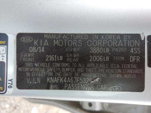 KNAFK4A67F5329382 - 2015 KIA FORTE LX SILVER photo 12