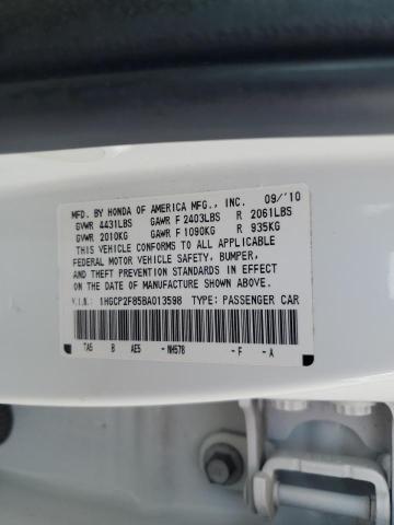 1HGCP2F85BA013598 - 2011 HONDA ACCORD EXL WHITE photo 13