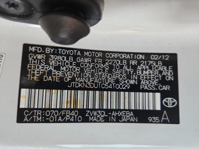 JTDKN3DU1C5410029 - 2012 TOYOTA PRIUS Ақ фото 12