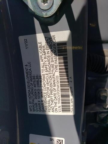 1HGCV1F31NA104103 - 2022 HONDA ACCORD SPORT Gris foto 12