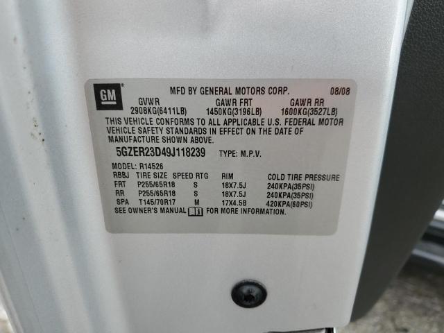 5GZER23D49J118239 - 2009 SATURN OUTLOOK XR SILVER photo 13