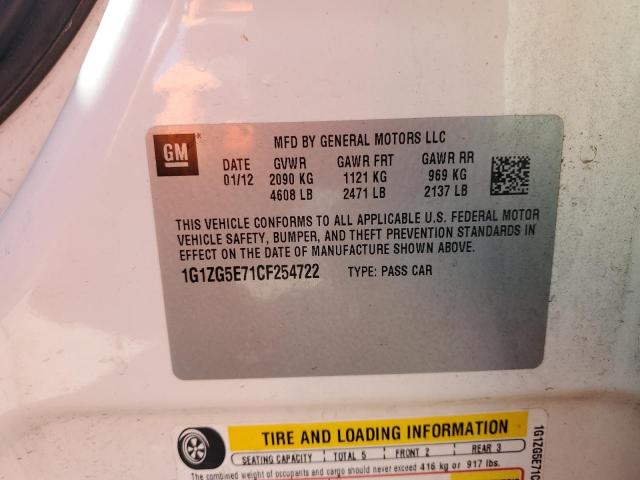 1G1ZG5E71CF254722 - 2012 CHEVROLET MALIBU LTZ 白色 照片 12