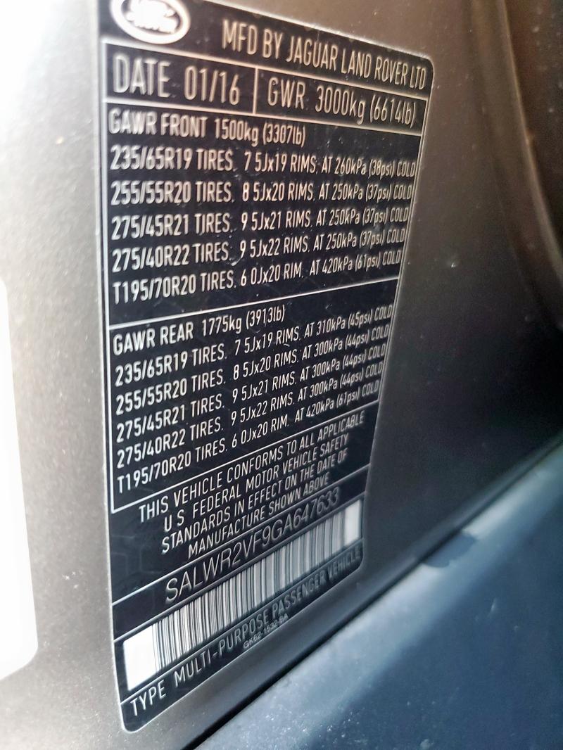 SALWR2VF9GA647633 - 2016 LAND ROVER RANGE ROVE HSE RED photo 13