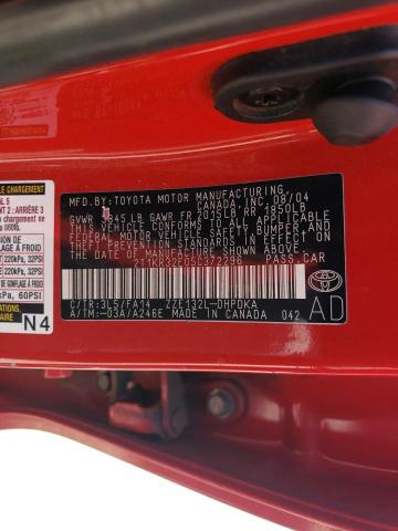 2T1KR32E05C372296 - 2005 TOYOTA COROLLA MA XR RED photo 12