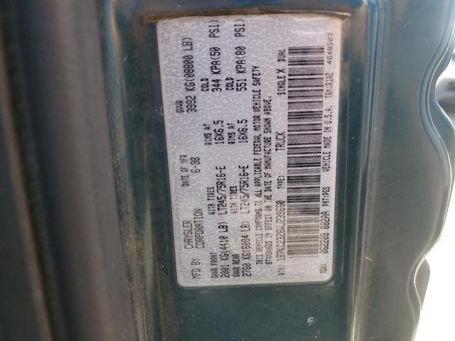 1B7KC23Z6WJ239660 - 1998 DODGE RAM 2500 GREEN photo 12