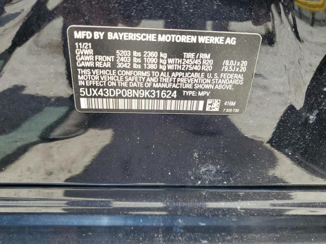 5UX43DP08N9K31624 - 2022 BMW X3 SDRIVE30I BLACK photo 13