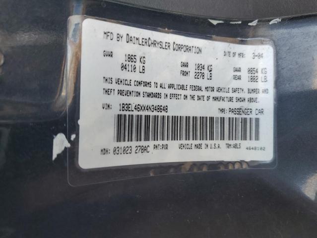 1B3EL46XX4N348648 - 2004 DODGE STRATUS SXT BLACK photo 12