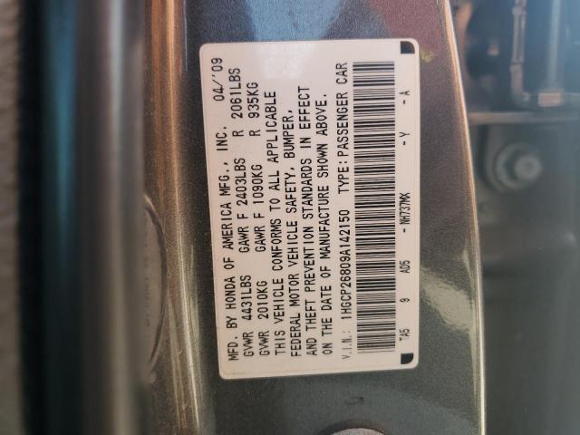 1HGCP26809A142150 - 2009 HONDA ACCORD EXL GRAY photo 12