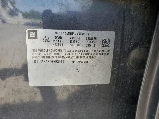 1G11C5SA3DF353911 - 2013 CHEVROLET MALIBU 1LT ნაცრისფერი ფოტო 12