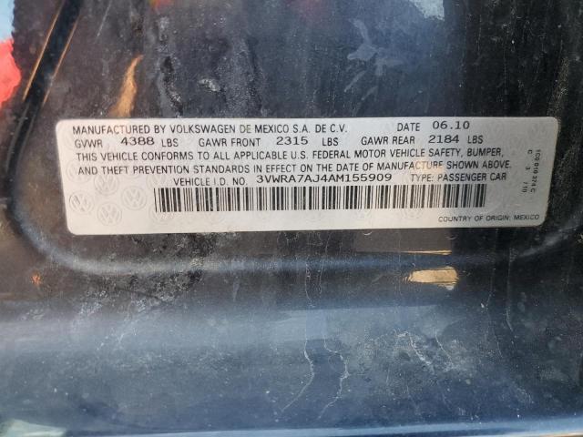 3VWRA7AJ4AM155909 - 2010 VOLKSWAGEN JETTA WOLFSBURG 黑色 照片 12