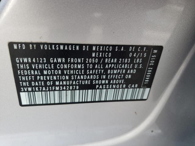 3VW1K7AJ1FM342879 - 2015 VOLKSWAGEN JETTA BASE 银色 照片 12