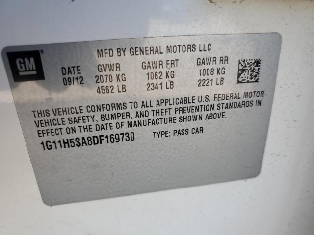 1G11H5SA8DF169730 - 2013 CHEVROLET MALIBU LTZ თეთრი ფოტო 12