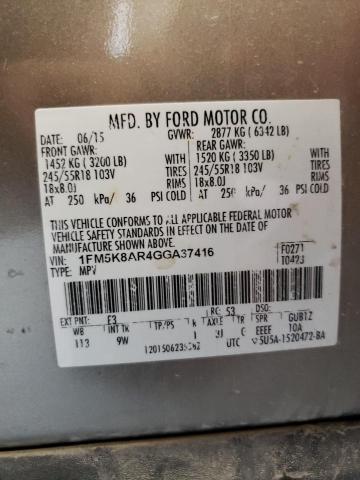 1FM5K8AR4GGA37416 - 2016 FORD EXPLORER POLICE INTERCEPTOR 棕色 照片 14