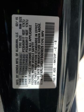 5FNRL5H6XFB069826 - 2015 HONDA ODYSSEY EXL BLACK photo 13