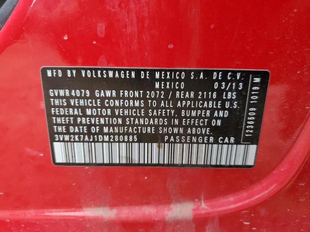 3VW2K7AJ1DM280885 - 2013 VOLKSWAGEN JETTA BASE RED photo 12
