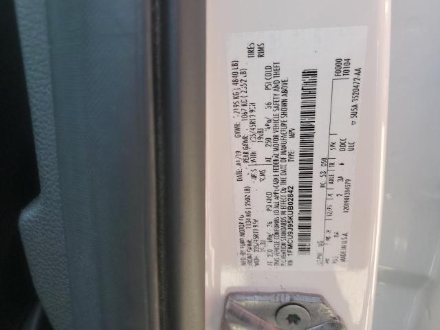 1FMCU9J95KUB02842 - 2019 FORD ESCAPE TITANIUM Biały zdjęcie 13